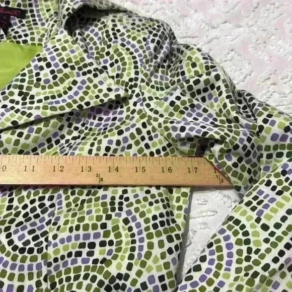 Willi Smith Jacket Size 4 Raincoat Jacket Lime Green Purple Belted Mid Length - Picture 5 of 10